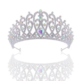 Hårklämmor Barrettes YXPH BAROQUE Silver Color Crystal Bridal Veil Tiaras Crowns Rhinestone Pageant Diadem Brud Pannband Bröllop Accesso