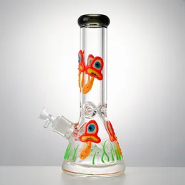 Hookahs de cogumelos brilham no beaker escuro bong difusado canos de água downstem tubulações retas tubo Dab equipamentos femininos de 18mm com tigela