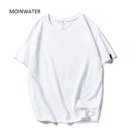 Moinwater 여성 블랙 화이트 티셔츠 레이디 솔리드 코튼 티셔츠 짧은 소매 티셔츠 여성 여름 탑 여성 MT1901 210729
