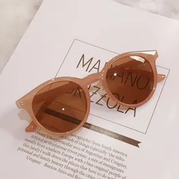 Niedliche Cat-Eye-Sonnenbrille für Damen, Vintage-Stil, runder Rahmen, orange, rosa, Damen-Sonnenbrille, ozeanisch, klare Farbtöne, UV400