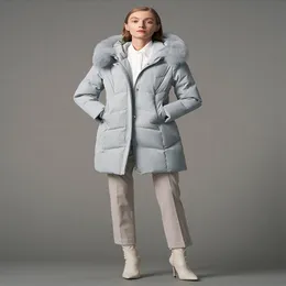 Women's down jacket and parka high quality white duck slim coat winter warm fur collar elegant women