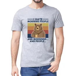 Camping björn jag hatar morgon människor och morgnar och människor vintage hals sommar män bomull T-shirt Humor gåva kvinnor topp tee 3xl 210324