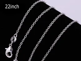 2022 new 100pcs /lot 925 Sterling Silver Rolo O Chain Necklaces Jewelry 1mm 16 -- 24 925 Silver DIY Chains Fit Pendant