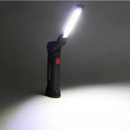 Lanterna portátil camping ao ar livre trabalhando tocha cob lâmpada lâmpada 5 modos USB recarregável construído em bateria LED luz magnética