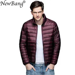 Newbang Marka Zima Męska Kurtka Puchowa Ultra Light Down Jacket Mężczyźni Wiatrówka Piórka Kurtka Człowiek Lekki Przenośny Ciepły Płaszcz Y1103