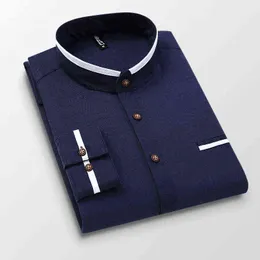 Men Shirt Long Sleeve Stand Oxford Business Dress Casual Shirts Slim Fit Brand Weeding Shirt White Blue Man Shirt 5XL G0105