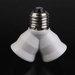 E27 till 2-E27 Lamphållare Omvandlare Vit färg Brandfast materialomvandlare Socket Konverteringslampa Bas