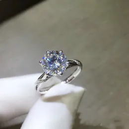 Anelli di fidanzamento in moissanite da 05-2 ct in argento sterling 925 placcato platino per gioielli da sposa da donna con certificato