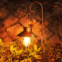 Retro Garden LED Light Solar Lantern Hängande lampa Vintage Lampor Vattentät Landskapsljus för Uteplats Uteplats Patio Pathway Decor Q0811