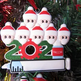 2021 Christmas Ornaments Decoration Quarantine Family of 1-9 Heads DIY Tree Pendant Accessories with Rope IN STOCK