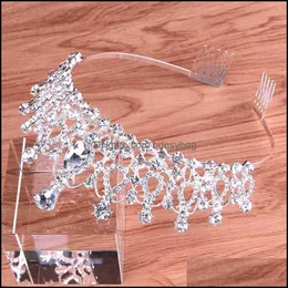 Outras jóias de cabelo jóias de nupcial tiara cristal cristal coroa com pente casamento gancho desfile de aniversário princesa de aniversário drop Deli