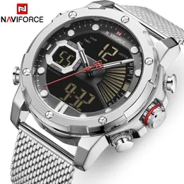 Mens Watch Top Luxury Märke Naviforce Militär Sport Quart Klockor Män Vattentät Kronograf Man Klocka med LED-display Reloj 210517