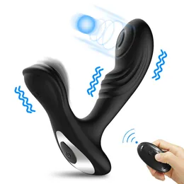 Powerful Prostate Massager Anal plug Male Masturbator Vibrator Remote Control 12 Speed Vibrating Toys For Men Women 211015