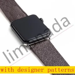 Watch Band Strap för Apple Series 1 2 3 4 5 6 38mm 40mm 42mm 44mm PU Läder Smart Klockor ersättning med adapterkontakt L01