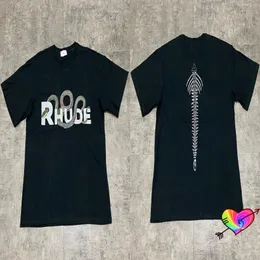 RHUDE T-shirt Men Women 1:1 High Quality Snake Backbone Print Rhude Tee Vintage Tops Slightly Oversize Short Sleeve