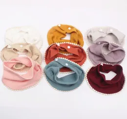 A972 Infant Baby Cotton Gauze Muslin Bib Drool Scarf Balls Tassels Triangle Babies Bandana Scarves Bibs