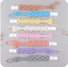 INS Baby Safty Handmade Weaving Cotton Strings Pacifier 홀더 체인 건강 관리 젖꼭지 0-3months 23cm / 13g에 적합한 안티 드롭 클립 유아