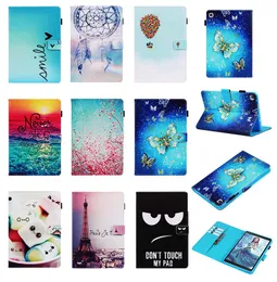 Fashion Leather Wallet Flip cases for ipad pro 11 air4 10.9 10.2 10.5 Samsung T860 T510 T720 P205 P580 Flower Eiffel Tower smile cover