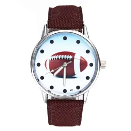 Wristwatches American Football Rugby Ball Pattern Dial Ladies Watches Fashion Casual Sport Canvas Band Quartz Wrist Watch For Women Men