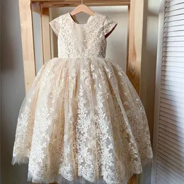 2021 Flower Girl Dresses For Weddings Kids Girls Pageant Dress Bow Ribbon Floor Length Communion Party Gowns Puffy