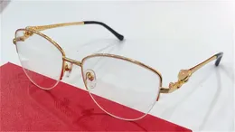 New Moda Design Okulary Optyczne 0280O Cat Eye Metal Half Frame Proste i wszechstronne Styl Clear Soczewki Okularka Najwyższa jakość