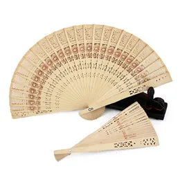 Party Supplies DHL 100pcs Wood Wedding Fans Showgirl Dance Event Sunflower Pattern Bridal Chinese Wood Fan Handgjorda 8 '' favoriserar gäster damer