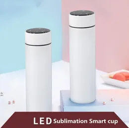 500ml sublimering Smart vattenkopp 304 Rostfritt stål Vakuum Tumbler Termisk överföring LED-temperatur Visar dubbel väggkopp