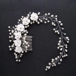 Crystal Hair Combs Tiaras Strass -Pearl Braut Kamm Kopfstück Frauen Schmuck Hochzeitszubehör für Brautklammern Barrettes