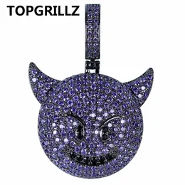 TOPGRILLZ Personalità Iced Out Zircone cubico placcato Demone Cane Scimmia Cuore Sorriso Collana con ciondolo Gioielli hip-hop per regali 210323