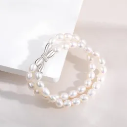 Beaded, Strands Original Natural Baroque Freshwater Pearl Bow Bracelet S925 Sterling Silver Chain Luxury Quality Designer Fashion Women Jewe