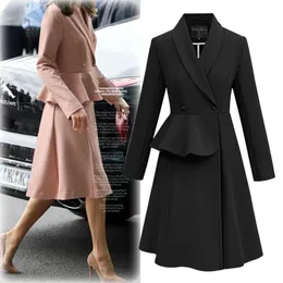 Kvinnors Trench Coats Swyivy Ladies Coat Design Kvinna Lång Höst Blazer Kvinna Windbreaker Temperament Elegant Kvinnor 2021 Outwear