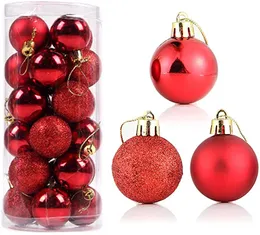 24ピース3cm 4cmクリスマスツリーボールぶら下げペンダントボールクリスマス小さな安物宝石の装飾