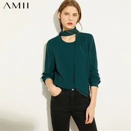 Minimalism Höst Fashion Simple Women's Blouse Causal Olstyle Oneck Bälte Solid Loose Shirt Kvinna Toppar 12030268 210527