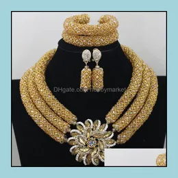 Earrings & Necklace Jewelry Sets Chunky Gold Crystal Beads Women Bridal Fashion Wedding African Set Abf470 C18122701 Drop Delivery 2021 Lipl