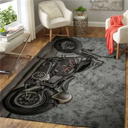 Motocykl 3D Drukowane Dywaniki Dywaniki Antypoślizgowy Duży Dywan Dywawy Home Decoration Living Flanel Drukuj Sypialnia Niepoślizgowa podłoga Dywan 211204