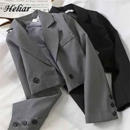 Heliar Women Jackets Långärmad Japan Vintage JK-kostymer med knappar som passar toppar beskurna för höstkläder 210818