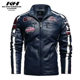 Autunno Inverno Uomo Giacca in ecopelle Giacca moto blu, rossa e nera 3XL Uomo in pelle PU uomo 220125