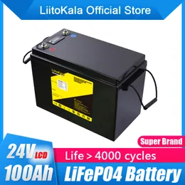 LiitoKala 24V 100Ah LiFePO4 bateria słoneczna samochód golfowy do wózka widłowego wodoodporny akumulator do falownika, układ słoneczny, silnik łodzi