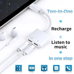 Dual Type C aux Audio Earphone Jack Adapter för Samsung Galaxy S20 S10 Not10 Huawei P40 USB-C Laddning Splitter Headphone Converter