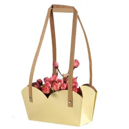 Wholesale Creative Waterproof Flower Packing Bags Kraft Paper Bonsai Package Plant Pot Carrier With Paper Rope