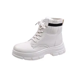 Women Boots Platform Shoes Black White Womens Cool Motorcycle Boot Leather Shoe Trainers Sports Sneakers Size 35-40 02