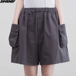 DIMANAF Oversize Frauen Hosen Kurze Harem Baumwolle Weibliche Elastische Hosen Hosen Dünne Hosen Sommer Korea Taschen Feste Hosen Q0801
