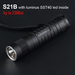 مشاعل يدوي مشاعل قافلة S21B مع SST40 LED داخل الضوء 21700 Torch Flash التكتيكية Lanterna التخييم مصباح عمل لاتاركا Latarka