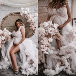 Kolsuz 2022 kadın balo elbiseleri v boyun katmanlı fırfırlar parti ünlü elbiseler hamile fotoğrafçılığı elbisesini özelleştir
