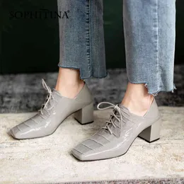 SOPHITINA Moda Yüksek Topuklu Kadın Çapraz Askı Dikiş Kare Ayak Ayakkabı Kişilik Bahar TPR El Yapımı Kadın Ayakkabıları AO256 210513