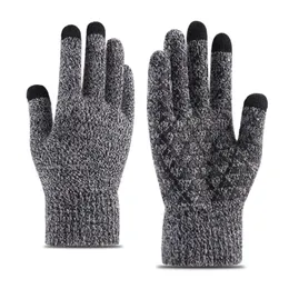 Knitted Warm Gloves Autumn Winter Other Home Textile Thickened Plus Velvet Outdoor Glove Non-slip Windproof Wool Comfortable Touch Screen WH0023