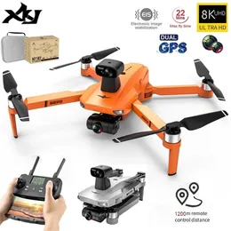 XKJ GPS Drone 8K HD-kamera 2-axlig Gimbal Professionell Anti-Shake Aerial Pography Borstlöst hinder Undvikande Quadcopter Leksaker 220216