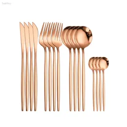 24pieces / set rostfritt stål bestick set guld porslin uppsättning bordwware dinnerware set knive gafflar te skedar för restaurang 210317