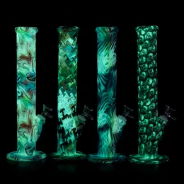 Świecące w ciemności 14-calowe fajki wodne niezniszczalne bongi szisza fajki wodne wysokie szklane urządzenie do palenia dabów