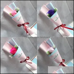 装飾的な花の花輪の花のお祝いパーティー用品家庭菜園手作り石鹸の花シングル実用的な人工女性男バレンタインデーgi
